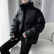 pu皮棉衣男冬季韩版潮流立领短款面包棉服外套情侣装加厚保暖