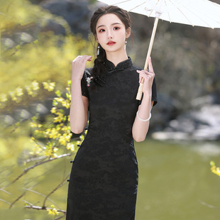 新中式改良旗袍年轻款显瘦中国风大码女装2024修身少女连衣裙