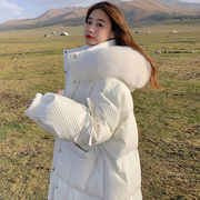 2023年冬季设计感加厚大毛领棉衣棉服女宽松韩版小个子羽绒服外套