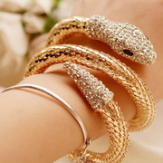 蛇形手镯欧美朋克夸张时尚多层满钻蛇手镯蛇手环臂镯缠绕手环