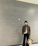 美式复古棕色羽绒服女短款冬季2023韩版小个子外套