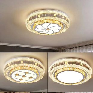 卧室灯圆形水晶灯客厅现代简约书房LED变光吸顶灯大气灯具