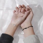情侣手链纯银编织绳，一对小众设计手绳男女生，2022首饰品送女友
