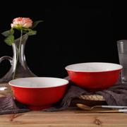 日式复古陶瓷面碗大号汤碗，8英寸红色乌冬米线螺丝粉商用泡面馆碗