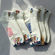 春季袜子女短筒袜韩国可爱卡通白色纯棉女袜日系迪士尼吸汗学生袜