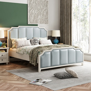 美式轻奢真皮实木床主卧室，家具1.5米1.8米双人床，高箱气压床储物床