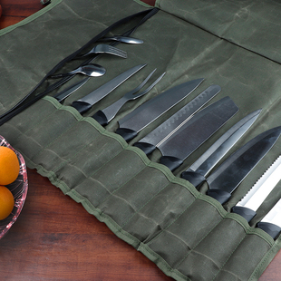 厨房具收纳包油蜡帆布防刮折叠厨师包便携大容量西餐主厨工具包