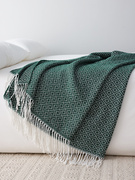 美式长款床尾搭巾床旗简约风，线毯沙发装饰休闲毯针织毯桔色样板房