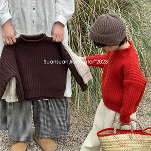 韩系童装儿童复古森系针织衫毛线冬季女童半高领加厚毛衣百搭