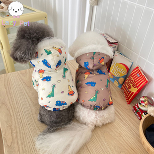 「Lazy Pet」韩国宠物星球恐龙图案保暖轻巧可拆卸连帽羽绒服
