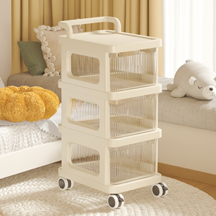 零食置物架婴儿用品收纳柜，多层抽屉式架子客厅可移动小推车置物架