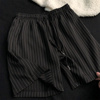 黑色竖条纹短裤男夏季竖条男士，休闲裤松紧腰，黑白条纹西装裤子男款