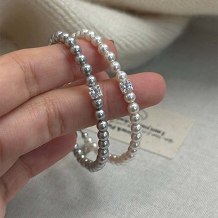 ceelyseess925纯银进口施家珍珠手链，·钻石·轻奢小众女手链