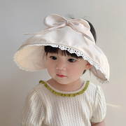 宝宝帽子夏季女童遮阳帽时尚发箍婴幼儿童透气防紫外线空顶帽防晒