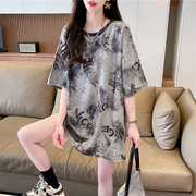 小众设计感短袖t恤女夏季韩版宽松大码中长款水洗做旧个性上衣服