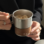 304不锈钢美式咖啡杯随手杯带盖防烫户外露营杯子高颜值伴手礼盒
