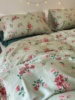 小玫瑰 美式田园纯棉床上四件套墨绿色清新2x2.3全棉碎花被套床笠