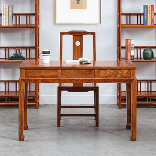 刺猬紫檀书桌家用实木新中式办公桌花梨木学习桌红木电脑桌写字台
