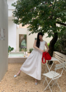 Yohaaa自制 连衣裙宽松设计感纯色无袖高腰连衣裙文艺气质背心裙