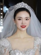 魔猫昭昭高级感奢华欧美项链王冠头纱新娘主婚纱三件套2023年