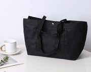 出口日本原单简约帆布袋黑色学生便当包书包补习袋包中包手提袋