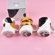 日式萌系猫爪肉球陶瓷马克杯立体猫咪爪杯可爱儿童牛奶杯软萌水杯