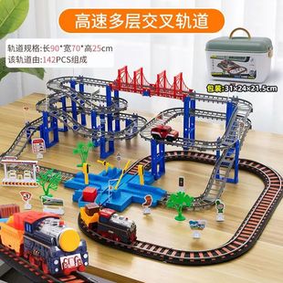 小火车轨道玩具电动大号火车头模型儿童男孩玩具3岁以上生日礼物