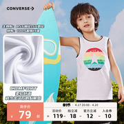 converse匡威童装2024夏季男童大童纯棉，圆领儿童背心无袖上衣