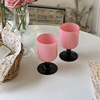 CandyNia 法式粉色春天脚杯中古复古红酒杯装饰杯子玻璃果汁杯