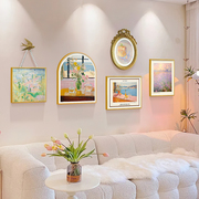 现代轻奢客厅装饰画奶油风沙发背景墙挂画高级感风景油画壁画法式