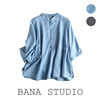 bana外贸日本单原单蝙蝠袖天丝，牛仔半袖衬衫2022夏衬衣(夏衬衣)上衣女大码