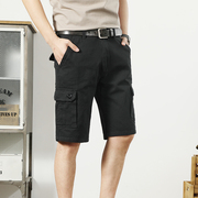 夏季工装裤宽松纯色短裤男士，多口袋直筒，潮流休闲5分马裤中裤