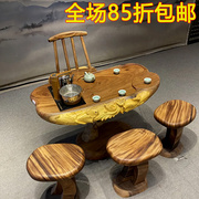 根雕茶台整体树根茶几家用阳台茶桌实木功夫茶海原木树头雕刻桌子