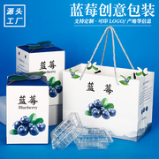 2斤蓝莓包装盒创意手提袋塑料盒蓝莓空盒子定制印刷logo