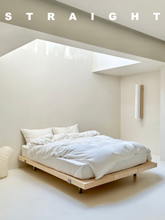 straight原创进口硬枫木，实木床1.8米双人床，日式北欧风极简床架