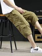 青少年夏季休闲短裤男外穿初中高中学生男孩，七分工装裤大童中裤子