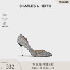 charles&keith女鞋ck1-60580071女士，宴会闪耀尖头，水晶高跟鞋婚鞋