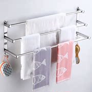 卫生间毛巾架不锈钢双层三层毛巾杆免打孔毛巾挂浴室壁挂架浴巾架