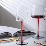 红杆大号勃艮第杯高脚红酒杯创意水晶玻璃杯大肚葡萄酒杯一对情侣