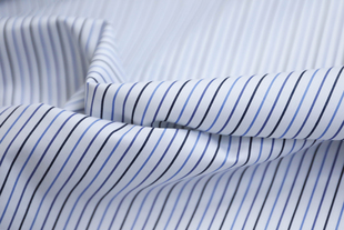 意大利进口薄款27姆米蓝紫黑白，竖条纹色织高支，细腻斜纹真丝棉布料