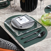 北欧INS墨绿色餐具摆台样板房间轻奢西式餐盘花艺餐桌摆件装饰品