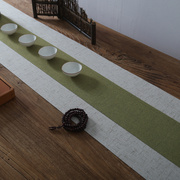 现代中式桌旗布艺  日式素色纯色复古棉麻拼接茶席 长条茶桌桌布