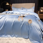 欧式冰丝床单四件套夏季网红裸睡，被套三件套床笠款床上用品4