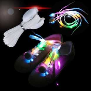 网红LED发光闪光荧光鞋带扁七彩夜光蹦迪轮滑帆布鞋装饰夜跑装备