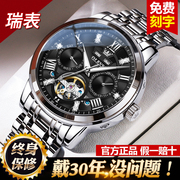 手表男士瑞士品牌全自动机械表陀飞轮镂空商务，成年男款名表