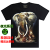 泰国设计师3D动物非洲大象夜光印花纯棉男士短袖T恤 潮男个性大码