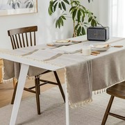 新中式棉麻桌布餐桌布茶几，布面料(布面料)长方形，高级感简约现代280cm幅宽