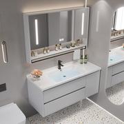 智能陶瓷一体洗手洗脸盆，浴室柜组合40cm宽超窄小户型卫生间洗漱台