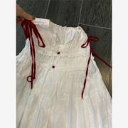 白色背心连衣裙女2024夏季高级感气质宽松显瘦白色系带仙女裙