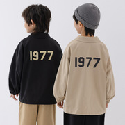 RS家男童外套日系春装复古1977字母教练服嘻哈街舞中大儿童外套潮